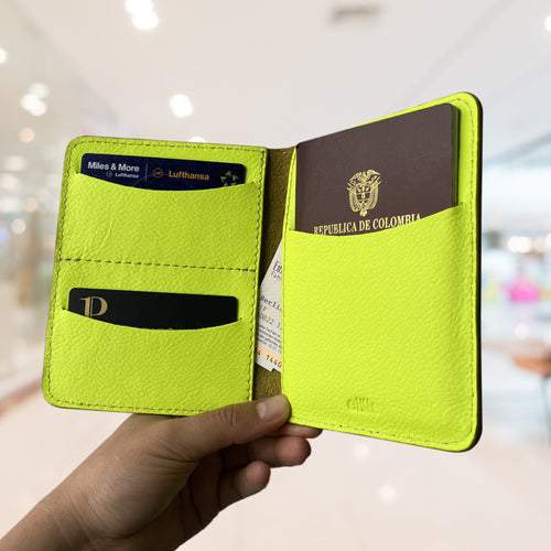 Porta Pasaporte E1 - Amarillo Neon