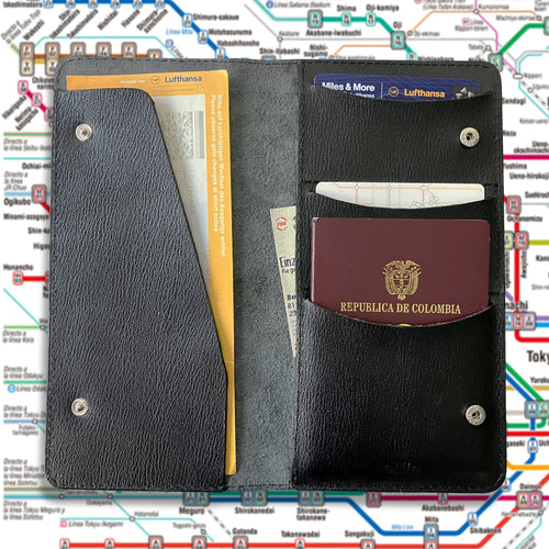 Porta Pasaporte E2 Negro Brillante